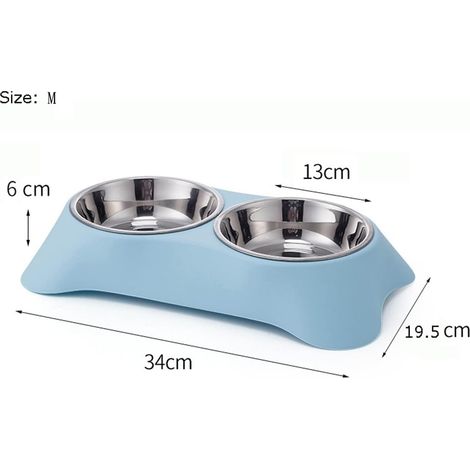 Filiyano-Gamelle double pour chien, en acier inoxydable antidérapant et anti-déversement, avec 1 cuillère doseuse pour petits chiens et chats (M (1/3)
