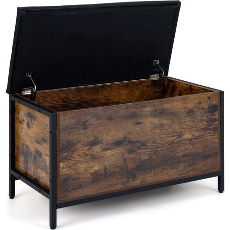 CASART Storage Chest Industrial Shoe Bench with Faux Leather Padded Seat (1/5)