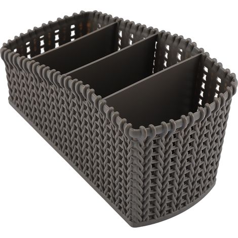 Mehrteilige Aufbewahrungsbox aus Rattan für den Schreibtisch, Kosmetikhalter, Schreibtisch-Organizer (Dunkelgrau) (1/5)