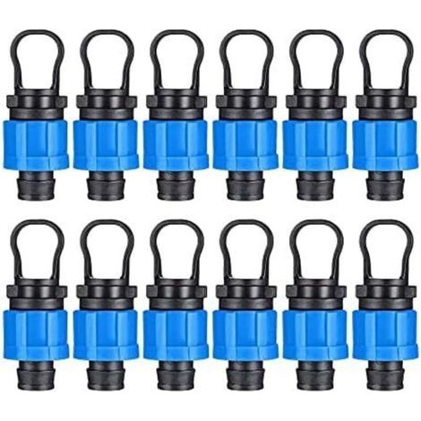 CSPARKV Lot de 12 bouchons d\'extrémité d\'irrigation goutte à goutte 1/2" Raccord universel Compatible avec les bandes goutte-à-goutte de 16 à 17 mm (1/5)
