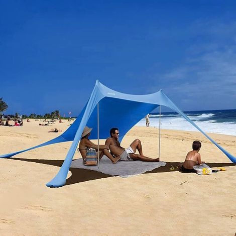 – Ombrellone da spiaggia con protezione UPF 50+ – Tenda portatile 210x150x170 cm – Pali in alluminio – Ancoraggi per sabbia per un montaggio rapido (1/5)