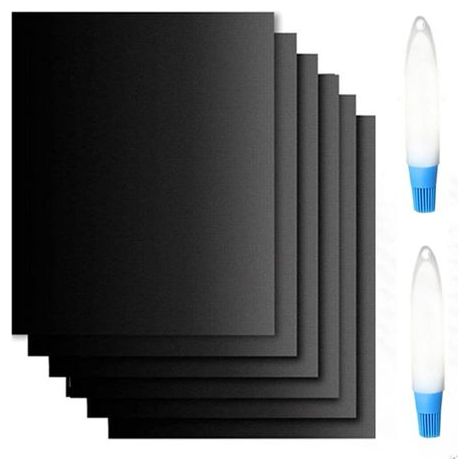 Tapis de Cuisson pour Barbecue, Tapis Barbecue 6 Set 40x50cm, Feuilles de BBQ Réutilisable Extérieur, Mats pour Barbecue Gaz, Charbon Barbecue,Postuler à Plaques et Grilles pour Cuisson Four (1/5)