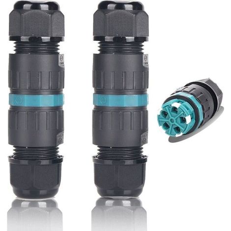 2-Pack 5 broches M25 connecteurs de câbles étanches IP68 Ø5mm-Ø14mm TÜV Manchon de raccordement électrique extérieur-5 broches pour jardin et câble souterrain (1/4)