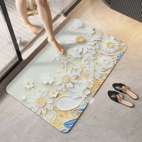 LAN Tournesol 5080cm Boue de diatomées améliorée Tapis de sol en terre de diatomées, tapis de salle de bain absorbant et antidérapant, tapis de toilette et de salle de bain pour la maison (1/5)