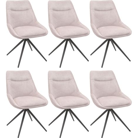 [NON UTILIZZATO] Set 6 sedie sala da pranzo HHG-066, cucina poltrona, girevole auto-posizione metallo stoffa/tessuto, avorio beige