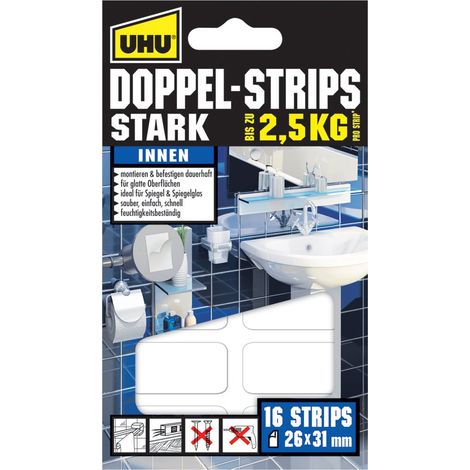 UHU 45380 45380 Strisce adesive su due lati UHU® Bianco (L x L) 31 mm x 26 mm 16 pz.