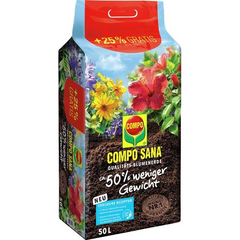 COMPO SANA Qualitäts-Blumenerde ca. 50% weniger Gewicht 50l (1/2)