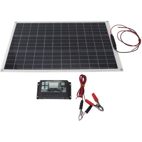 Ortviai Kit panneau solaire 300 W monocristallin avec régulateur de charge et pince batterie 18 V pour camping et VR (1/5)