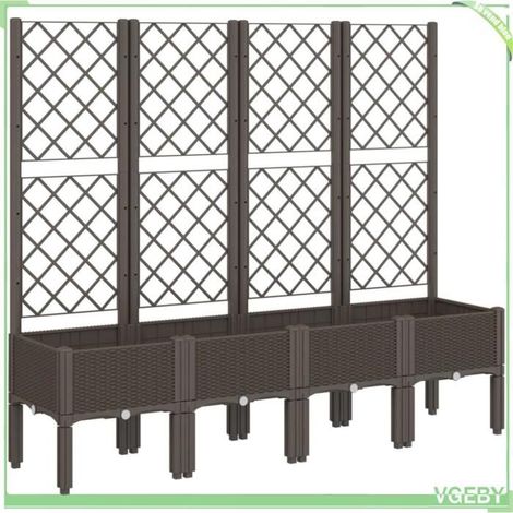 Jardinière avec treillis - FAFEICY - 367935 - 160x40x142 cm - Marron (aspect rotin) - PP (1/5)