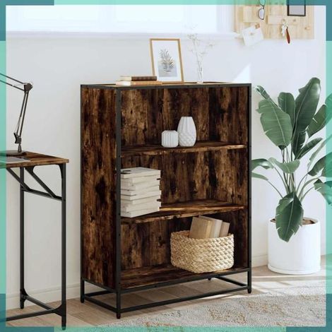 849121 Bibliothèque chêne fumé 80,5x35x107,5 cm bois d'ingénierie (1/5)