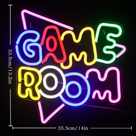 Grandi insegne al neon per sala giochi, 35,5x35,5 cm, insegne al neon a LED colorate, luci USB per decorazioni per feste nella zona giochi (1/3)