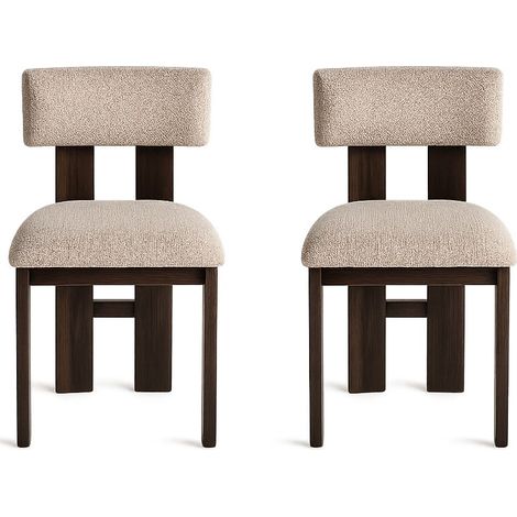 Lot de 2 chaises CHESTER – Tissu beige & bois de frêne noir (1/5)