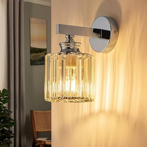 GBLY E27 Wandleuchte Innen Moderne Kristall Nachttischlampe Wand 1 Flammig für Schlafzimmer Wohnzimmer Treppenhaus Flur ohne Leuchtmittel