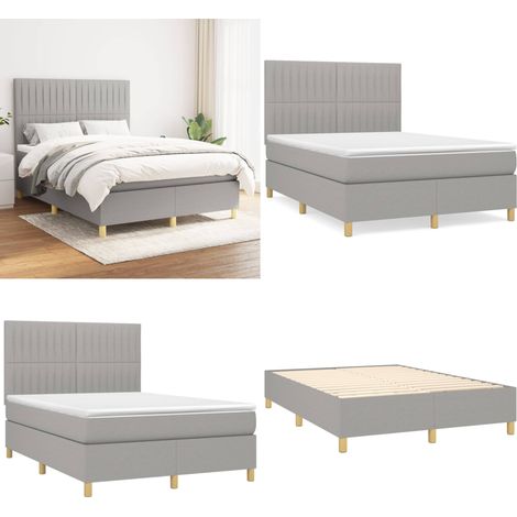 Boxspringbett mit Matratze Hellgrau 140x200 cm Stoff - Boxspringbett - Doppelbett - Bettenrahmen - Schlafsystem - Lattenrost - Home & Living