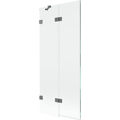 Paroi de baignoire Mexen Lunar à 2 volets gauche 80 x 150 cm, transparent, métal canon - 897-080-100-95-00-L (1/5)