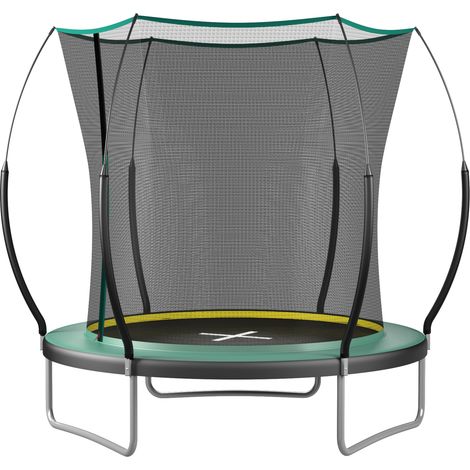 CHICFURN Trampolín de jardín sin muelles 183 cm verde con red de seguridad, para exterior (1/5)