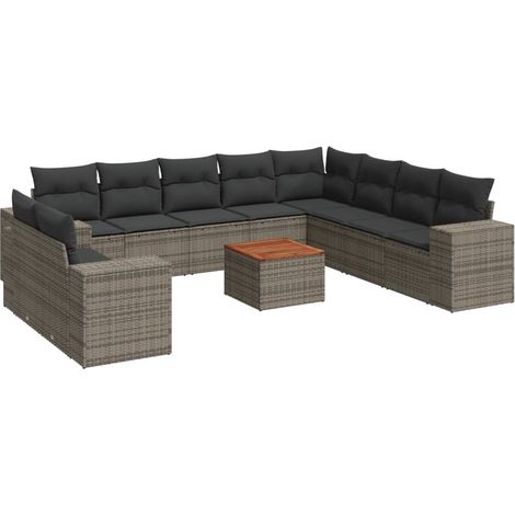 Maison Exclusive - Set de sofás de jardín 11 pzas y cojines ratán (1/5)