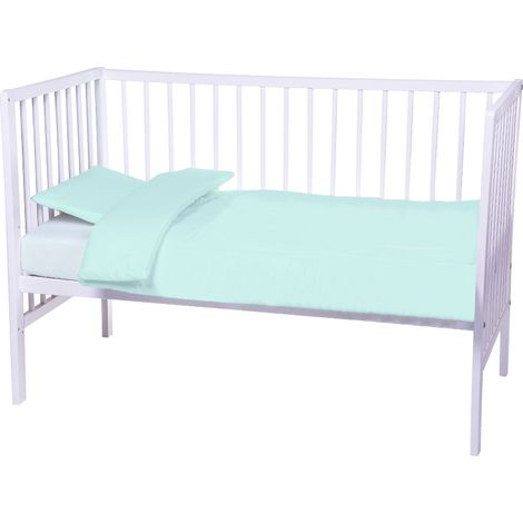 Lenzuolo sotto letto lettino tinta unita 100% cotone made in Italy, in 7 colori ottima qualità Verde Acqua - 70x130+15cm