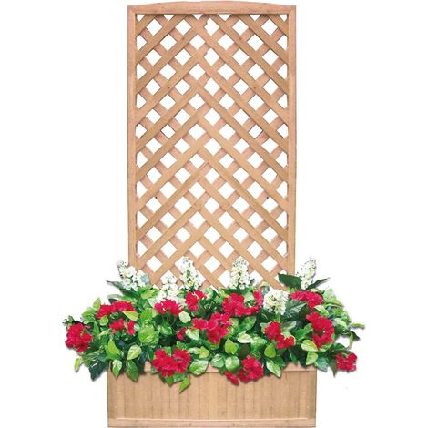 Patio - Jardinière treillage 90x32xH180 cm en bois tropical (1/4)