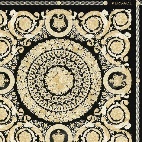 Papier peint chic noir & doré motif fleur Tapisserie baroque intissée idéale pour salon Papiers peints motif pour chambre adulte (1/7)