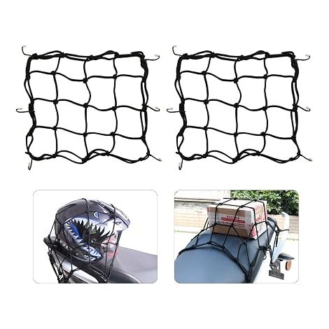 Elastic Spider Luggage Net with 6 Hooks for Motorcycle, Scooter, Mountain Bike, 28 x 28 cm, Black (1/5)
