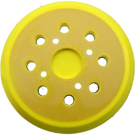 1 pièces 125mm Plateau de ponçage, Rond Disques de Ponçage à 8 Trous patin PU, pour ponceuse Plateau ponçage souple Remplacer (Jaune) (1/5)