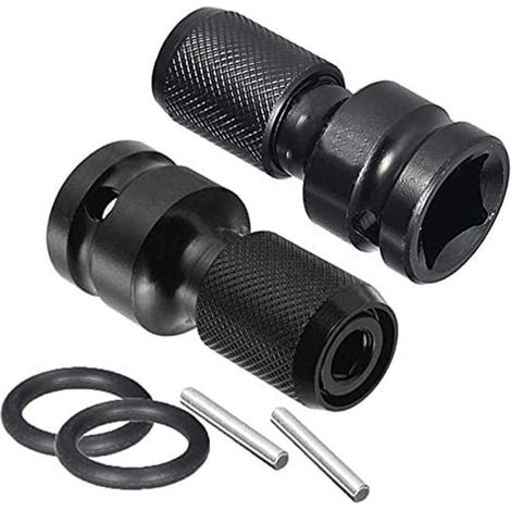 2 jeux, mandrin de conversion de clé électrique, tête de conversion hexagonale télescopique, adaptateur de mandrin de perçage, cartouche de manchon de canon à air 1/2 tour 1/4 (noir)