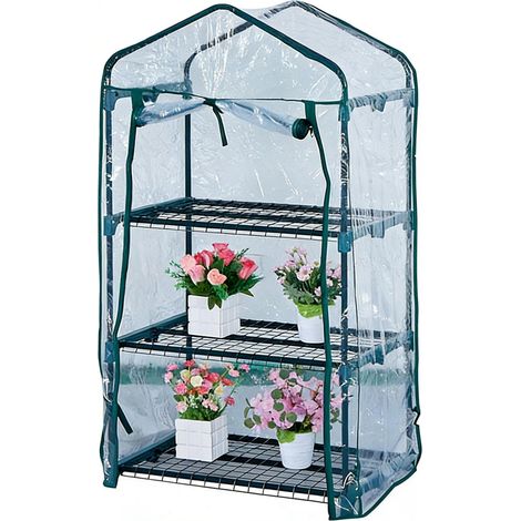 Serre portable à 3 couches, bâche en PVC, sacs de plantation en filet, tente de jardin, abri isolant thermique, 70 × 50 × 128 cm (1/5)