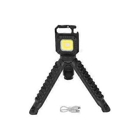 Lampe torche COB, rechargeable, portable, mini lampe torche avec support triangulaire pliable, idéale pour la pêche et le camping (1/5)