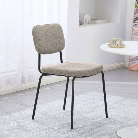 Sedia Juno in tessuto Aragon 20 taupe e struttura in metallo nero set 4 pezzi (1/5)
