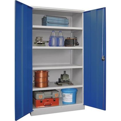 Schwerlastschrank Basic H1950xB1470xT630mm lichtgrau/enzianblau 4 Fbd.Trgf.200kg (1/2)