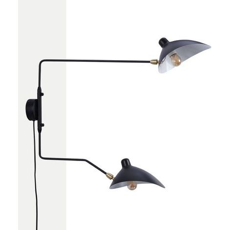 Barcelona Led – Applique murale LED noire mate avec interrupteur et prise – Bras réglables – Compatible 2 ampoules E27 – Éclairage directionnel (1/5)