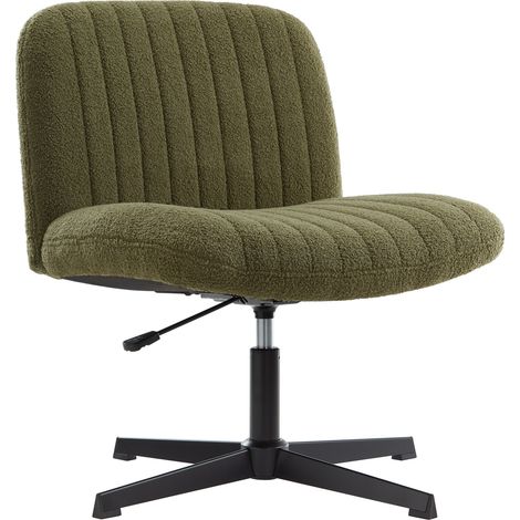 IWMH office chair without armrests, height-adjustable swivel chair without casters, fabric desk chair with medium backrest - Green
