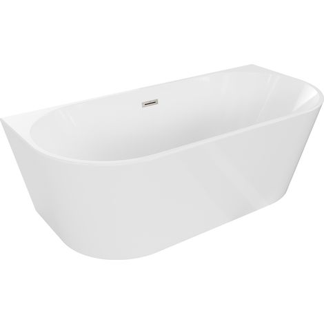 Mexen Oval baignoire autoportante murale 170 x 80 cm, blanche, vidange en nickel brossé - 52671708000-97 (1/5)