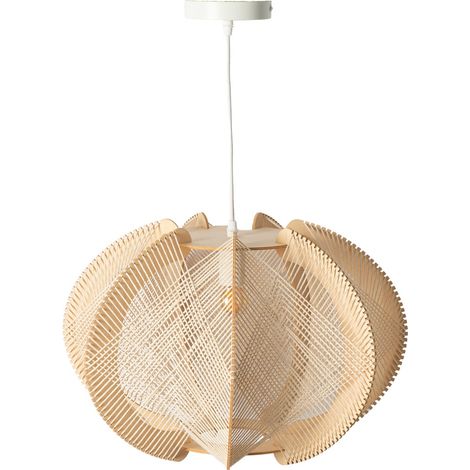 Suspension bohème scandinave rotin bois naturel Ø40 cm E27
