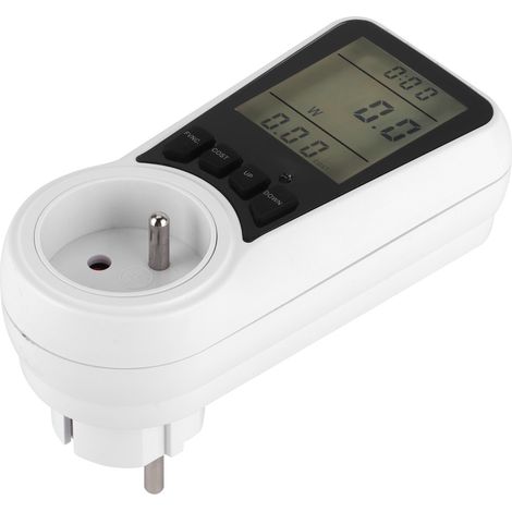 LCD-Netzspannungs- und Stromzähler, Stecker-Stromverbrauchsanzeige, Wechselstrom 180–250 V, EU, Frankreich (1/5)