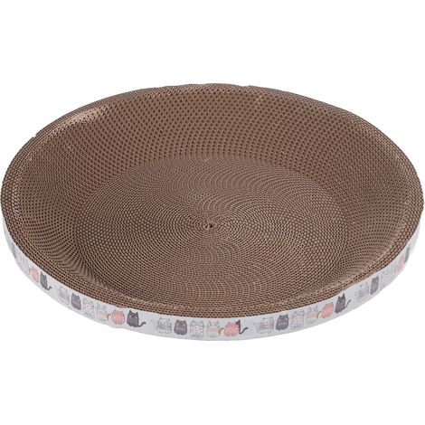 Griffoir pour chat en carton ondulé résistant aux griffures, avec bol rond de 44,5 cm de diamètre. (1/5)