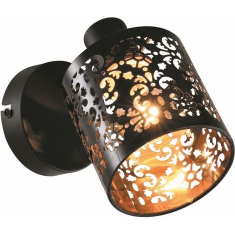 Applique murale déco noire à motifs Kiga 1xE14 40W Reality