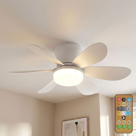 LED Ventilatore da soffitto Ventilatore da soggiorno Lampada Dimmerabile Metallo Bianco H 16,5 cm
