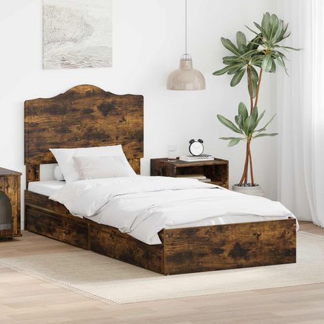 Aufbewahrungsbett Geräucherte Eiche 70 x 190 cm Holzwerkstoff