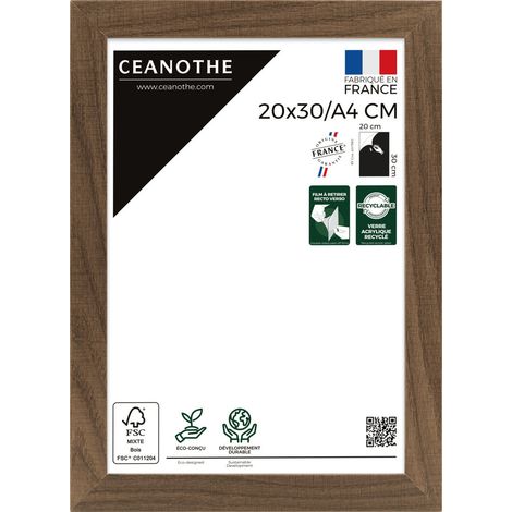 Cadre Photo Marron 20x30 cm/A4 et 30x20 cm - Convient au A4 – Cadre pour Photo 20x30 cm/A4, Affiche ou Poster - Cadre Photo Eternel Marron 20x30 cm/A4 - Fabriqué en France - Verre acrylique Incassable (1/5)