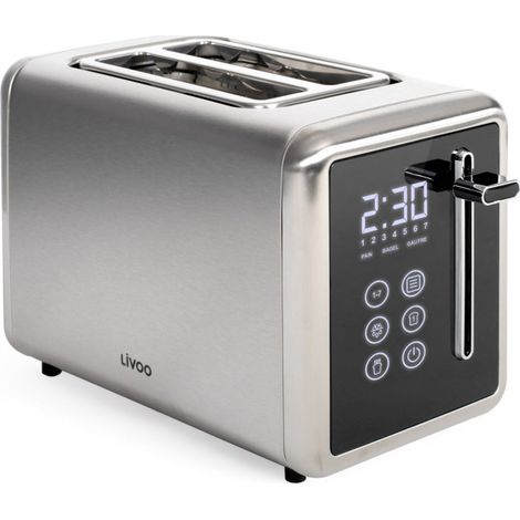 Grille-pain digital DOD205 Livoo 2 fentes larges 3,5 cm 850 W Panneau de contrôle tactile Gris