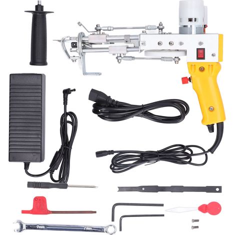 Pistolet à touffeter électrique jaune pour tapis DIY, machine à tisser rapide avec deux modes, système de protection, 100-240V, prise US (1/5)