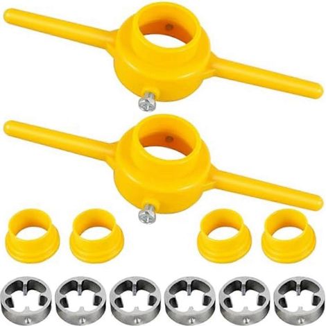 Kit de 2 filières pour filetage de tuyaux en plastique, outil de plomberie pour filetage de tuyaux en PVC (1/4)