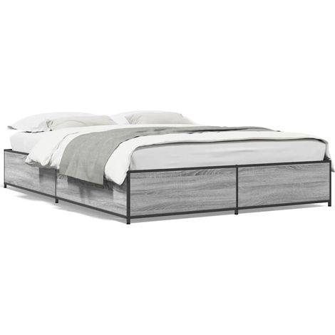 Maison Exclusive - Estructura cama madera ingeniería metal gris S