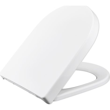 Abattant WC ovale robuste, avec système d'abaissement automatique, ovale, antibactérien, Quick Release pour un nettoyage facile, 2 types de fixation, amovible, ovale blanc (1/5)