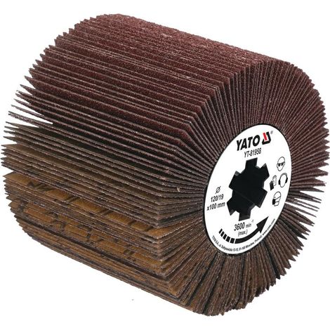 YATO, modelo YT-81958, Cepillo para satiniadora P120 (de láminas), ideal para pulir y abrillantar superficies metálicas, plásticas y de madera, accesorio de alta calidad.
