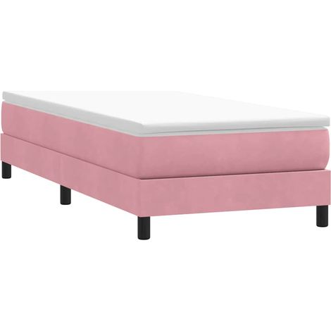 Cama box spring sin colchón terciopelo rosa 80x210 cm (1/5)