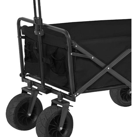 Zusammenklappbarer Einkaufswagen, robuster zusammenklappbarer Einkaufswagen, geeignet für Outdoor-Einkäufe und Camping, mit 8-Zoll-Rädern, schwarz. (1/5)