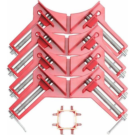 4 serre-joints à angle droit de 90 degrés pour travail du bois, outils à main, étau à bois, pince à onglet réglable pour cadre photo et verre (1/5)